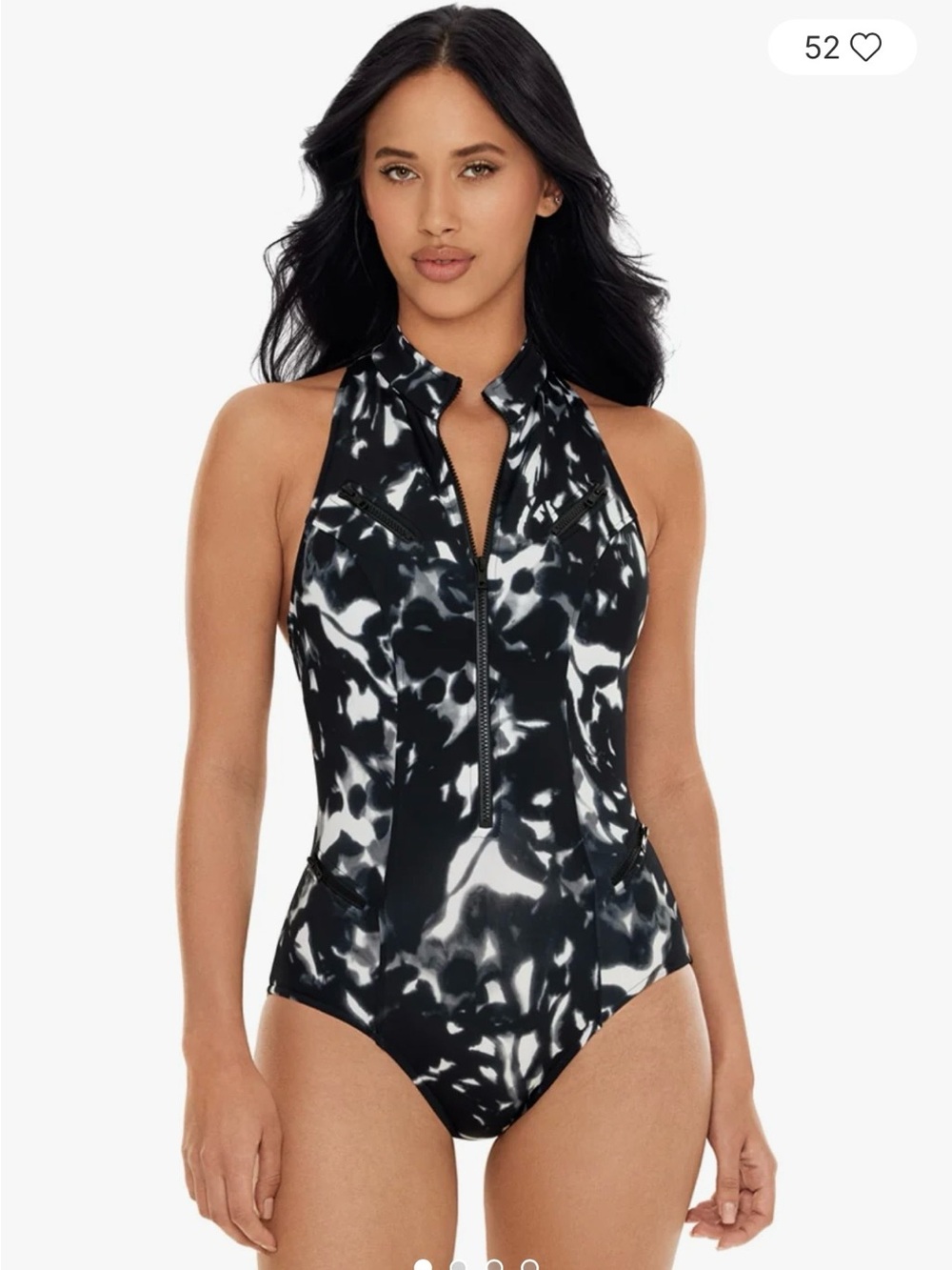 Magicsuit Black & White Front-Zip One-Piece Swimsuit